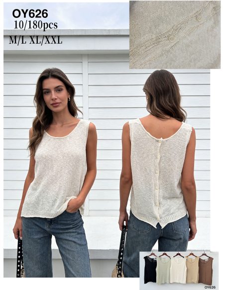 Haut en maille avec boutons au dos