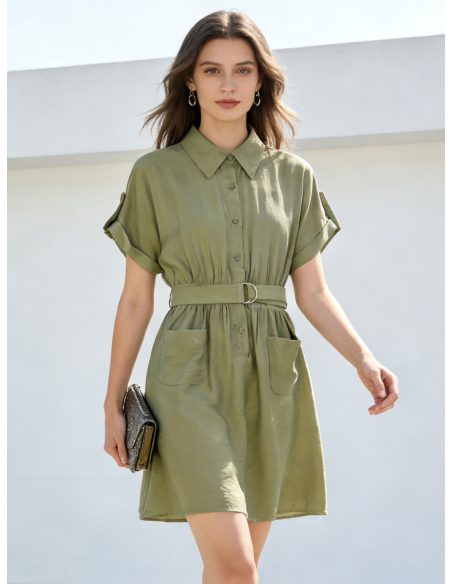 Abito chemisier con cintura e tasche