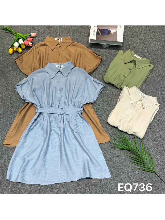 Abito chemisier con cintura e tasche