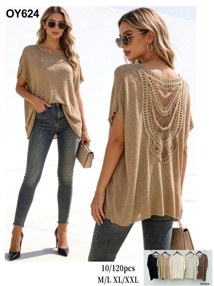 Jersey de punto con espalda de encaje