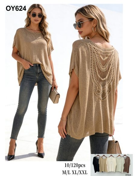 Jersey de punto con espalda de encaje