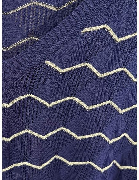 Jersey fino de punto zigzag cuello pico