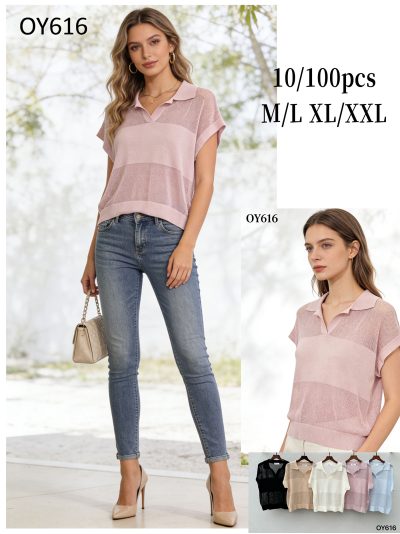 Jersey de punto calado cuello polo 2