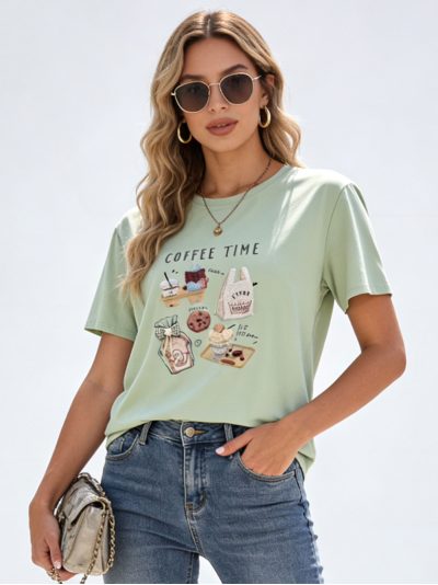 Camiseta oversize con estampado coffee time