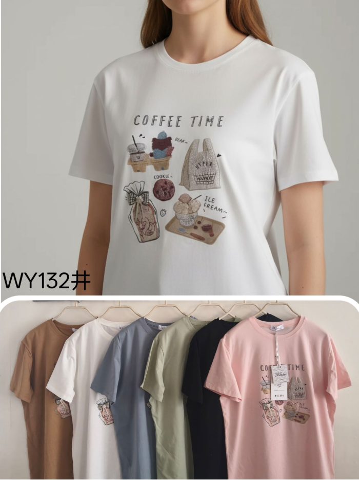 Camiseta oversized com estampa "hora do café"