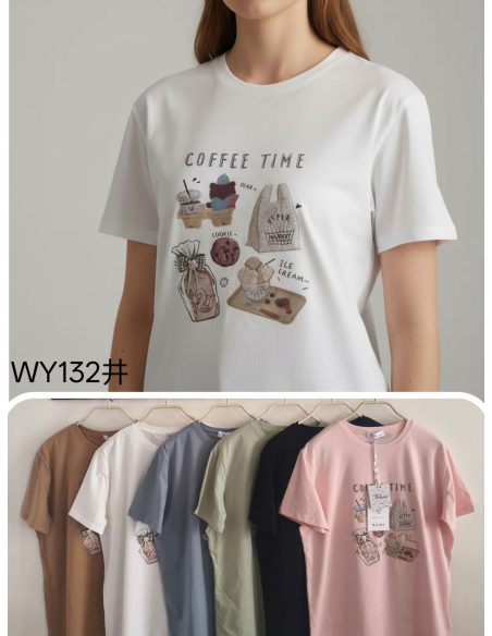 Camiseta oversized com estampa "hora do café"