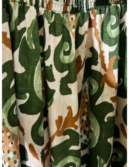 Vestido largo boho estampado con cuerpo fruncido y mangas volante