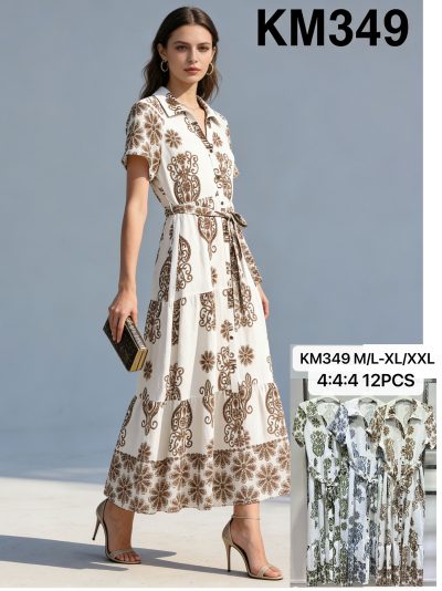 Belted ornate print maxi shirt dress 2