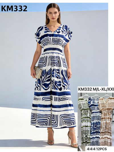 Robe longue imprimée à taille froncée 2