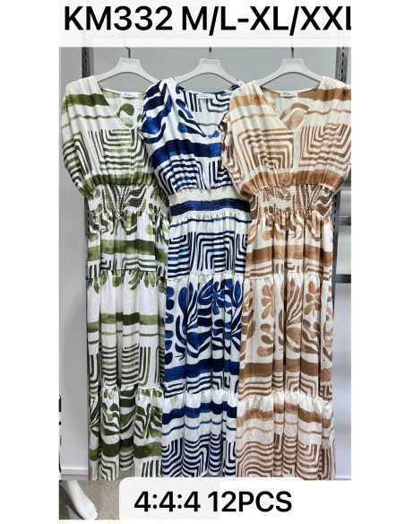 Robe longue imprimée à taille froncée