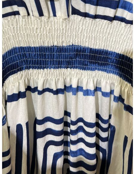 Robe longue imprimée à taille froncée