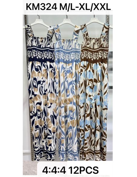 Mono palazzo estampado con tirantes y cuerpo fruncido