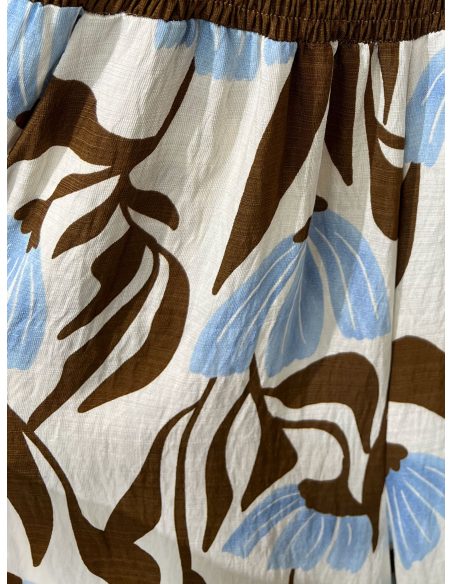 Mono palazzo estampado con tirantes y cuerpo fruncido