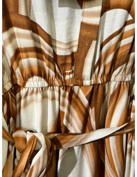 Vestido largo camisero estampado swirl con cinturón