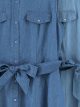 Vestido camisero midi símil denim sin mangas con cinturón