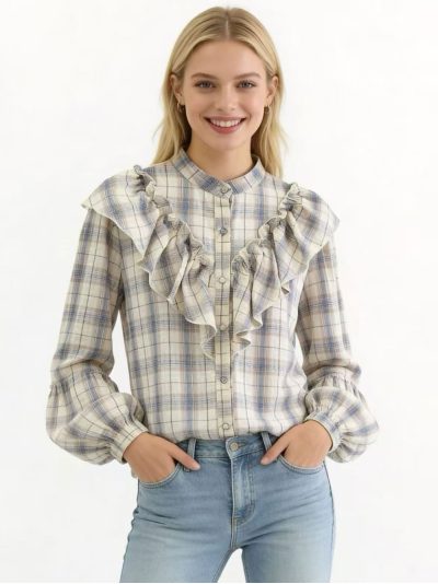 Blusa de cuadros con volantes
