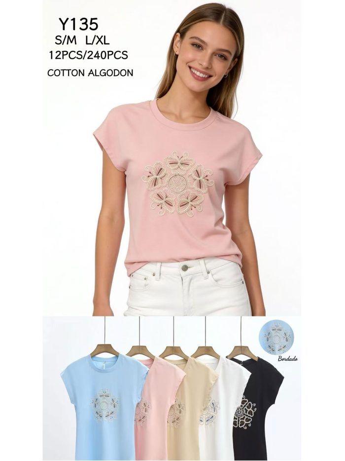 T-Shirt mit Blumenstickerei