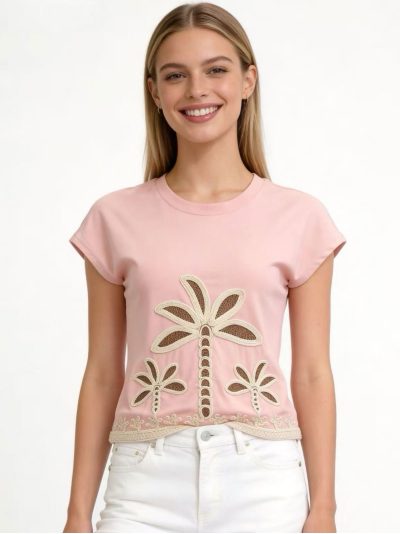 Maglietta con ricamo di palma