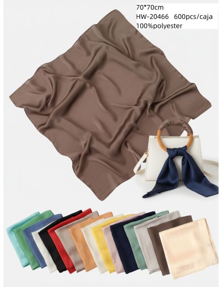 Lenço quadrado liso com efeito de seda