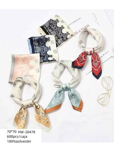 Pañuelo efecto seda cuadrado bandana bicolor 2