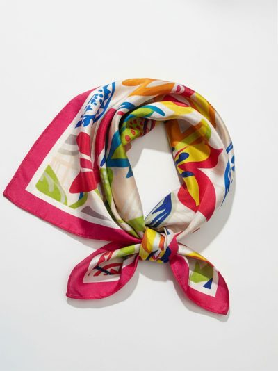 Pañuelo efecto seda cuadrado estampado abstracto multicolor