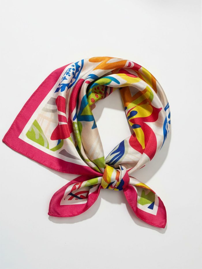 Pañuelo efecto seda cuadrado estampado abstracto multicolor