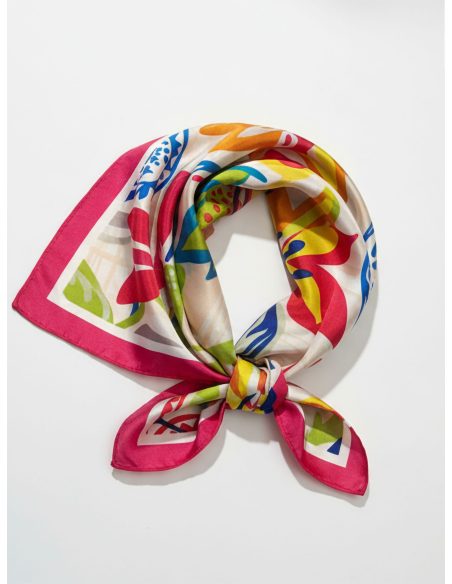 Pañuelo efecto seda cuadrado estampado abstracto multicolor