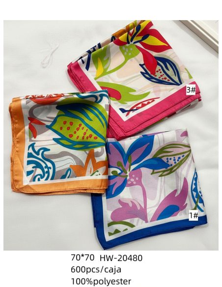 Pañuelo efecto seda cuadrado estampado abstracto multicolor