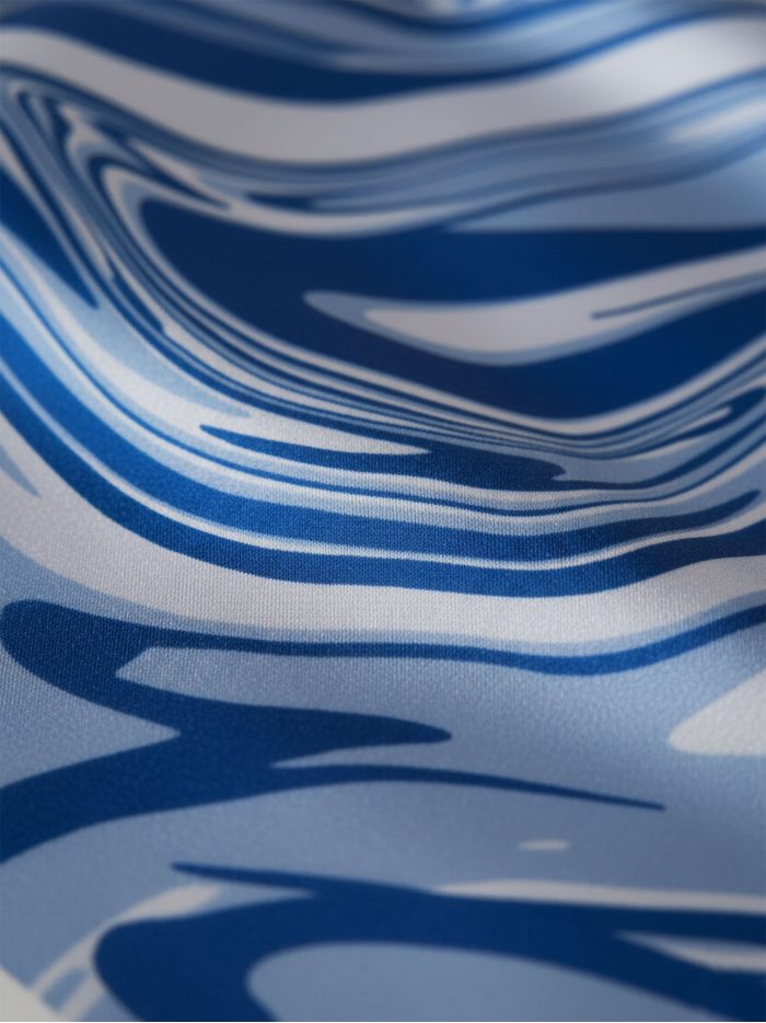 Lenço quadrado com efeito seda e estampa marmorizada.