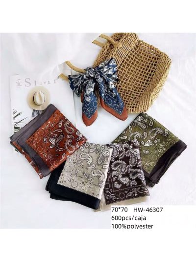 Pañuelo efecto seda cuadrado paisley estilo bandana 2