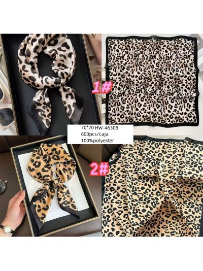 Pañuelo efecto seda cuadrado estampado leopardo 2
