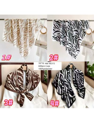 Lenço quadrado com estampa de zebra e efeito seda. 2