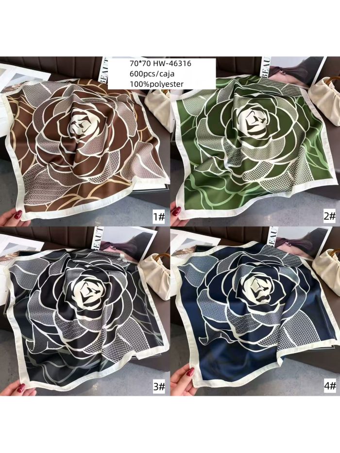 Pañuelo efecto seda cuadrado rosa maxi