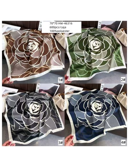 Pañuelo efecto seda cuadrado rosa maxi