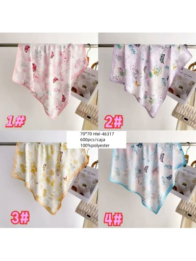 Pañuelo efecto seda cuadrado estampado mariposas 2
