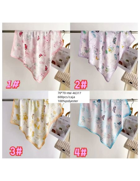 Pañuelo efecto seda cuadrado estampado mariposas