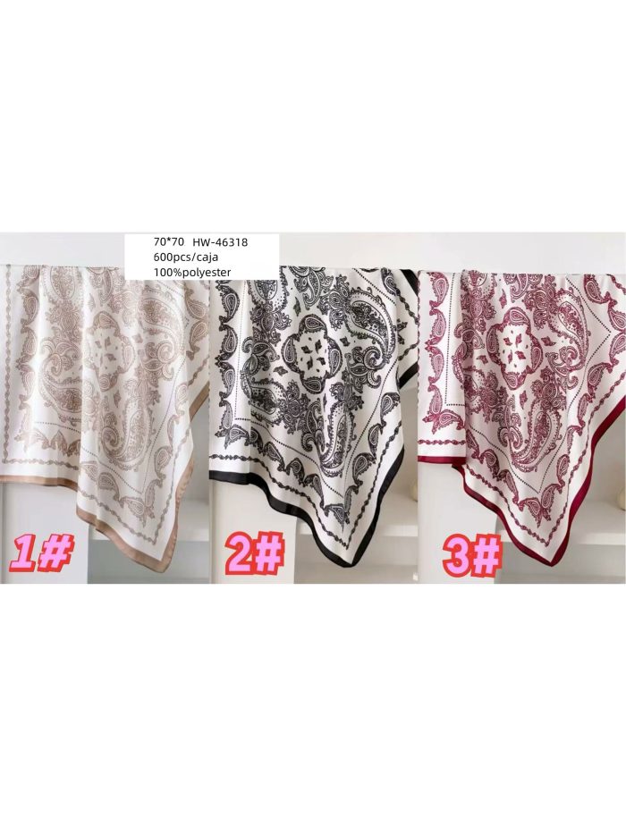 Pañuelo efecto seda cuadrado paisley clásico