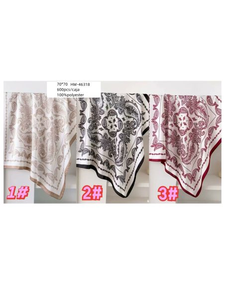 Pañuelo efecto seda cuadrado paisley clásico