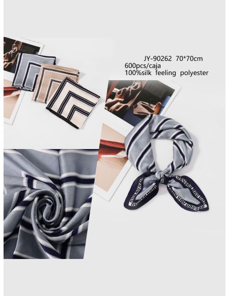 Lenço quadrado listrado com efeito de seda