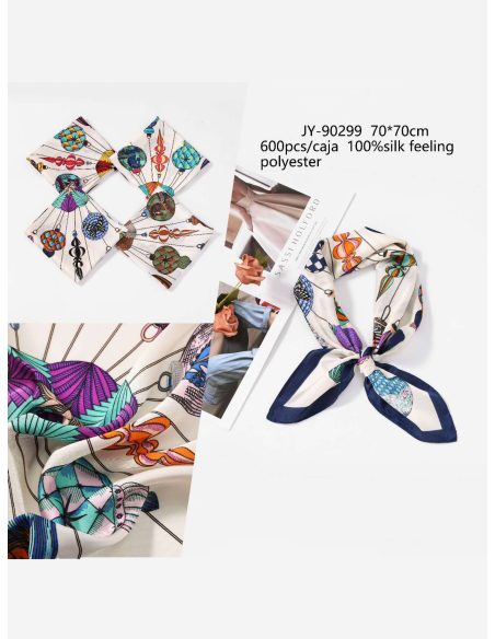 Pañuelo efecto seda cuadrado estampado farolillos