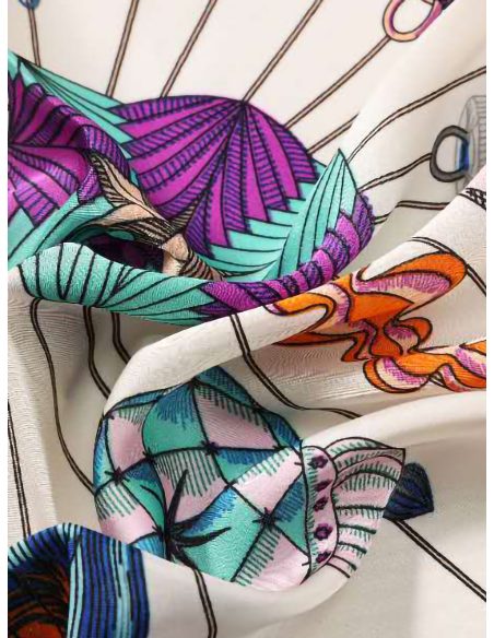 Pañuelo efecto seda cuadrado estampado farolillos