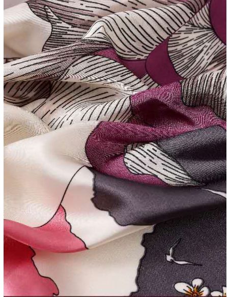 Pañuelo efecto seda cuadrado floral campestre