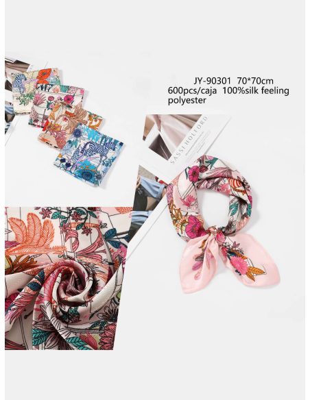 Pañuelo efecto seda cuadrado estampado safari exótico