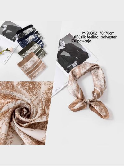 Pañuelo efecto seda cuadrado estampado abstracto 2