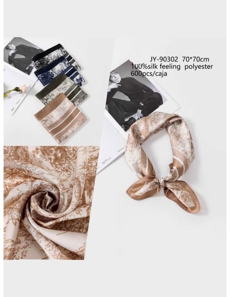 Pañuelo efecto seda cuadrado estampado abstracto