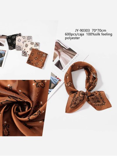 Pañuelo efecto seda cuadrado paisley minimal 2