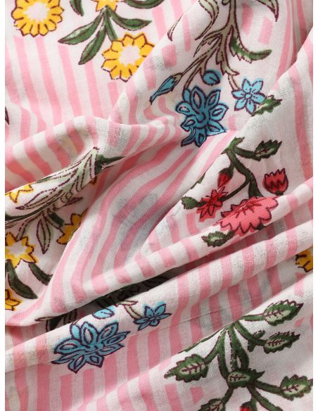 Sciarpa in cotone a righe con fiori