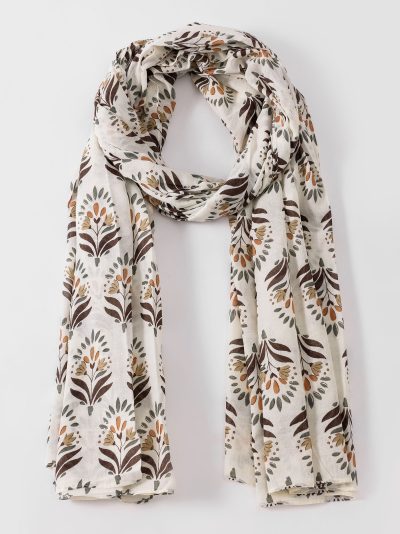 Fular de algodón estampado ramillete