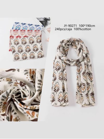 Fular de algodón estampado ramillete 2