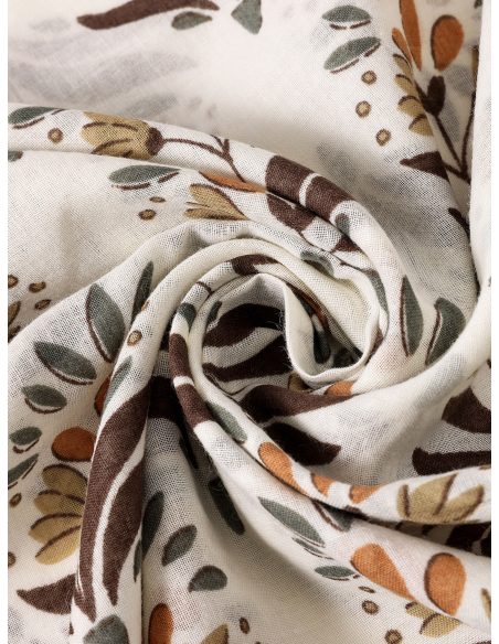 Sciarpa in cotone stampato con motivo a bouquet